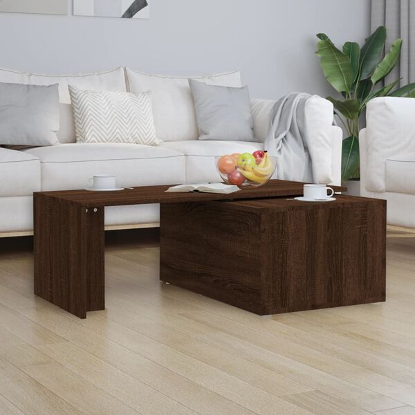 vidaXL Mesa de centro madera contrachapada marrón roble 150x50x35 cm