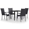 vidaXL Juego de comedor de jard&iacute;n 5 piezas negro