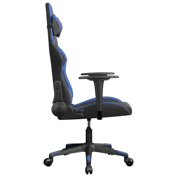 vidaXL Silla gaming cuero sintético negro y azul