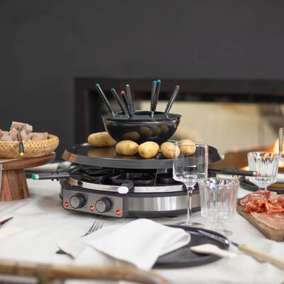 Livoo Set de fondue, plancha y raclette 3 en 1 8 personas negro 1900 W