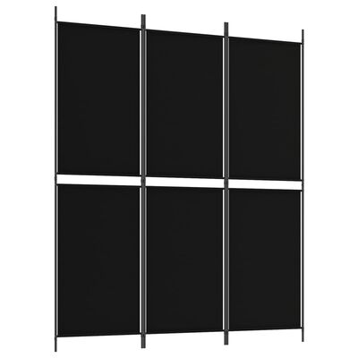 vidaXL Biombo divisor de 3 paneles de tela negro 150x180 cm