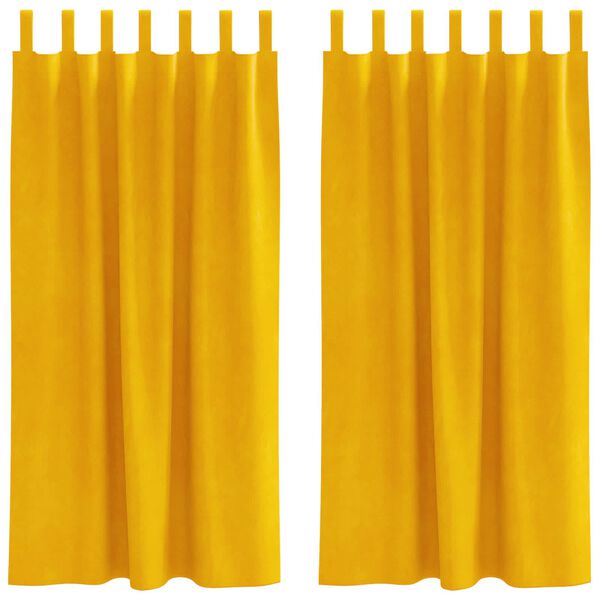 vidaXL Cortinas opacas 2 pcs Amarillo Mostaza 140 x 175 cm Terciopelo