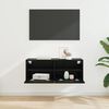 vidaXL Mueble de TV Montado en la Pared Roble Negro 80 x 30 x 30 cm