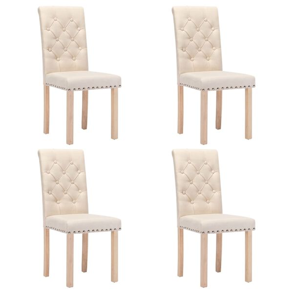 vidaXL Sillas de comedor 4 unidades tela color crema