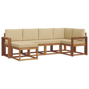 vidaXL Conjunto de sof&aacute;s de exterior con coj&iacute;n 6 pcs Natural y Beige