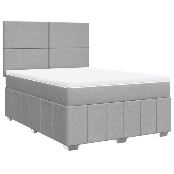 vidaXL Cama box spring con colch&oacute;n tela gris claro 140x200 cm