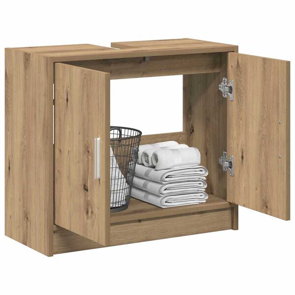 vidaXL Gabinete de Ba&ntilde;o con puerta Roble artesanal 63 x 29 x 55 cm