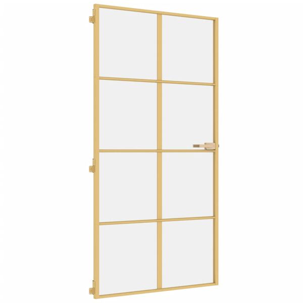 vidaXL Puerta interior dorada vidrio templado aluminio 102,5x201,5 cm
