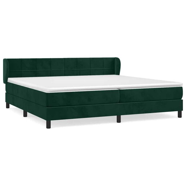vidaXL Cama box spring con colch&oacute;n terciopelo verde oscuro 200x200 cm