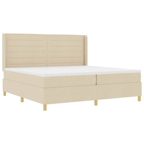 vidaXL Cama tipo Box Spring con colch&oacute;n Crema 200 x 200 cm tela