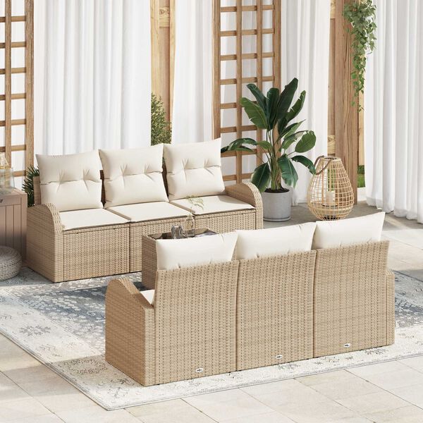 vidaXL Conjunto de sof&aacute; de jard&iacute;n Beige 55 x 55 x 37 cm