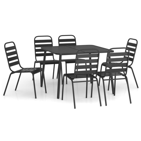 vidaXL Juego de comedor de jard&iacute;n 7 piezas acero gris antracita
