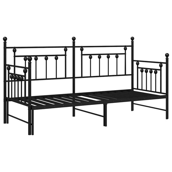 vidaXL Estructura de cama de d&iacute;a con cabecera Negro 75 x 190 cm Acero