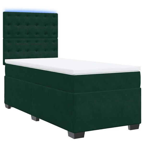 vidaXL Cama box spring con colch&oacute;n terciopelo verde oscuro 100x200 cm