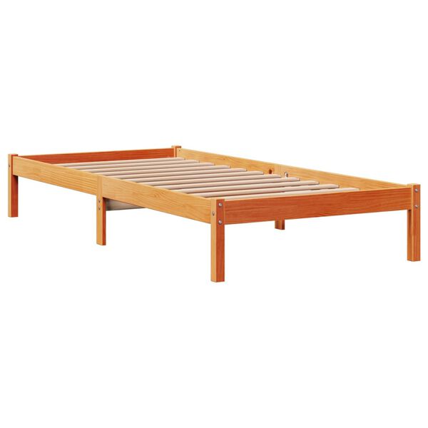 vidaXL Estructura cama con cabecero madera pino marr&oacute;n cera 90x190 cm