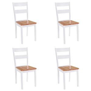 vidaXL Sillas de comedor 4 unidades madera maciza de caucho blanco
