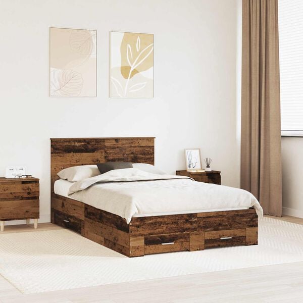vidaXL Estructura de cama con cabecera Madera vieja 120 x 190 cm
