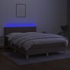 vidaXL Cama box spring con colch&oacute;n LED tela gris taupe 140x200 cm