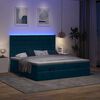 vidaXL Cama otomana con colchones y luces LED azul oscuro 200x200 cm