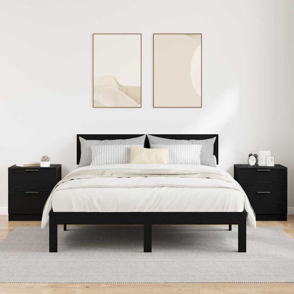 vidaXL Armario de Noche con caj&oacute;n 2 pcs Roble Negro 45 x 39 x 50cm