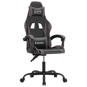 vidaXL Silla gaming giratoria cuero sint&eacute;tico negro y gris