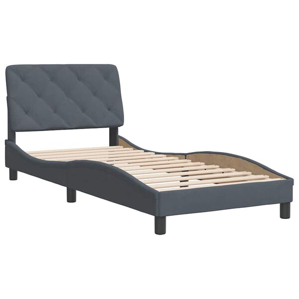 vidaXL Estructura de cama sin colch&oacute;n terciopelo gris oscuro 90x200 cm