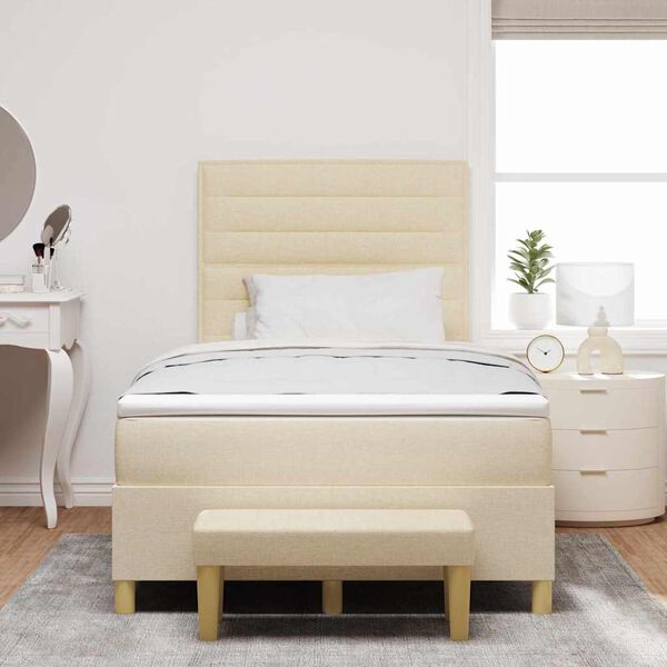 vidaXL Cama tipo Box Spring con colch&oacute;n Crema 120 x 190 cm tela