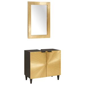 vidaXL Juego de Muebles de Ba&ntilde;o 2 uds. Negro y lat&oacute;n 62 x 33 x 58 cm