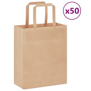 vidaXL Bolsas de papel con asas 50 uds marr&oacute;n 18x8x22 cm