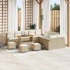 vidaXL Conjunto de sof&aacute;s de jard&iacute;n 14 pcs Beige rat&aacute;n sint&eacute;tico