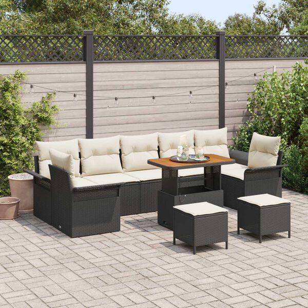 vidaXL Conjunto de sofá de jardín 10 pcs Negro ratán sintético