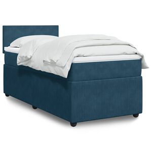 vidaXL Cama box spring con colch&oacute;n terciopelo azul 90x200 cm