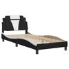 vidaXL Estructura de cama Viana sin colch&oacute;n cuero sint&eacute;tico negro blanco 90x200 cm