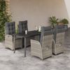 vidaXL Set comedor de jard&iacute;n 5 pzas cojines rat&aacute;n sint&eacute;tico gris claro