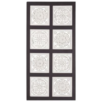 vidaXL Panel de pared tallado a mano MDF negro y blanco 40x80x1,5 cm