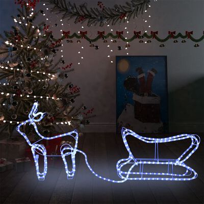 vidaXL Decoración navideña para jardín renos y trineo 252 LEDs