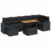 vidaXL Set de sof&aacute;s de jard&iacute;n y cojines 8 piezas rat&aacute;n sint&eacute;tico negro