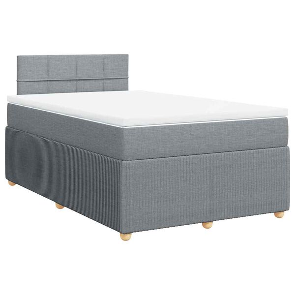 vidaXL Cama box spring con colch&oacute;n tela gris claro 120x200 cm