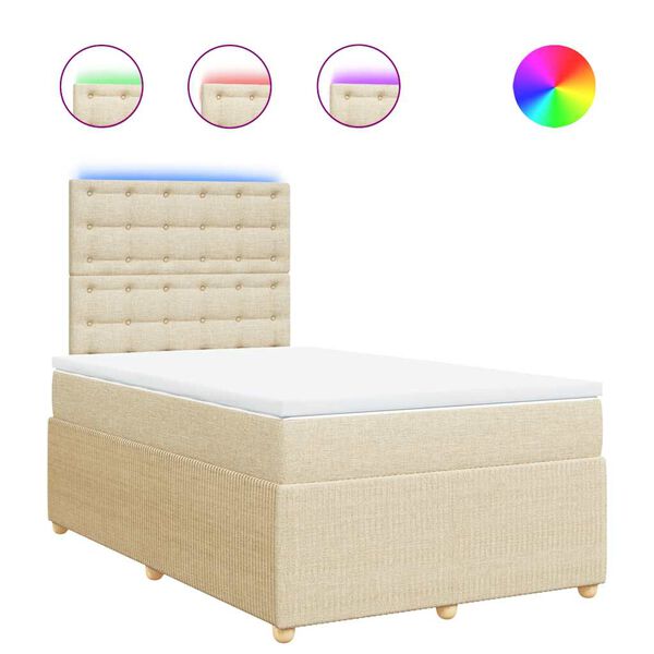 vidaXL Cama box spring con colch&oacute;n tela color crema 120x200 cm