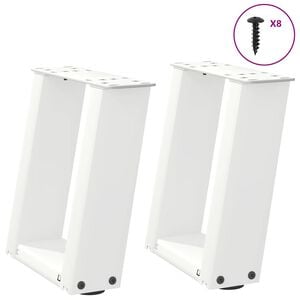 vidaXL Patas para mesa de centro en forma de U (2 unidades), color blanco, 30 x (30-31) cm, acero