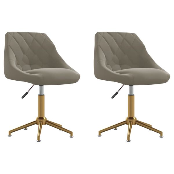 vidaXL Sillas de comedor giratorias 2 uds de terciopelo gris claro