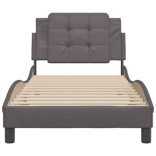 vidaXL Estructura de cama sin colchón Zadar cuero sintético gris 90x190 cm
