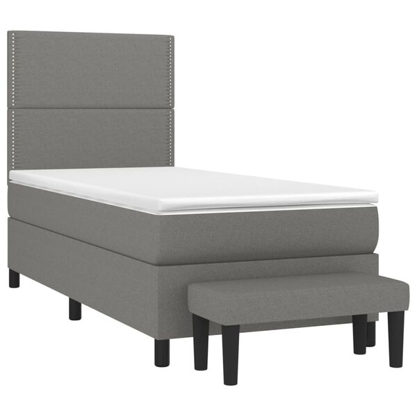 vidaXL Cama box spring con colch&oacute;n tela gris oscuro 80x200 cm