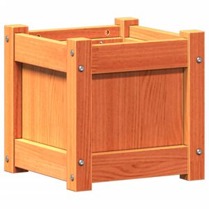 vidaXL Jardinera exterior madera maciza pino marr&oacute;n cera 31x31x31 cm