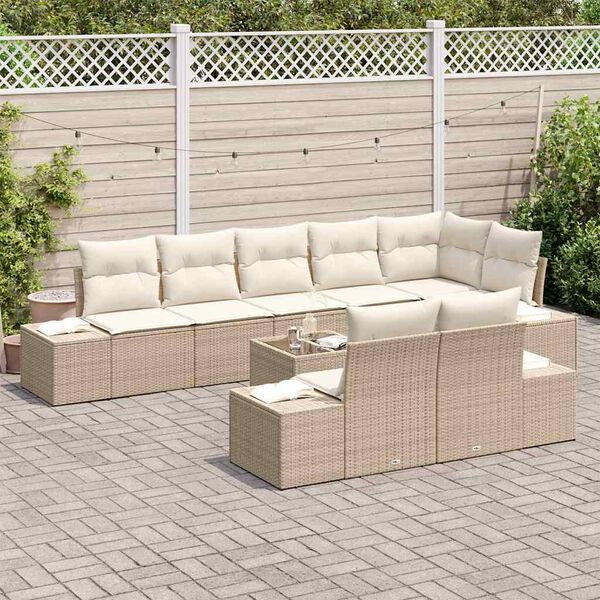 vidaXL Conjunto de sofás de jardín Beige y Crema Poliratán
