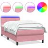 vidaXL Cama box spring con colch&oacute;n y LED terciopelo rosa 100x220 cm