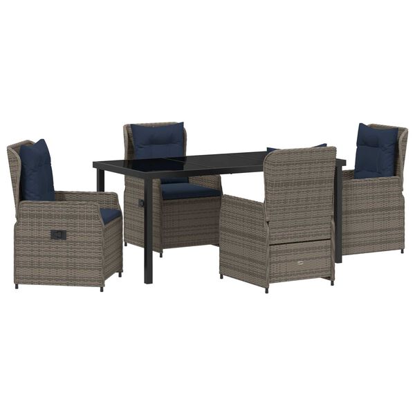 vidaXL Conjunto de Comedor de Jard&iacute;n 5 pcs Gris Polirat&aacute;n