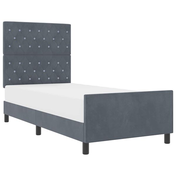 vidaXL Cama tipo Box Spring Gris oscuro 90 x 190 cm Terciopelo