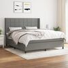 vidaXL Cama box spring con colch&oacute;n tela gris oscuro 180x200 cm