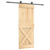 vidaXL Puerta Corredera Natural y negro 80 x 210 cm